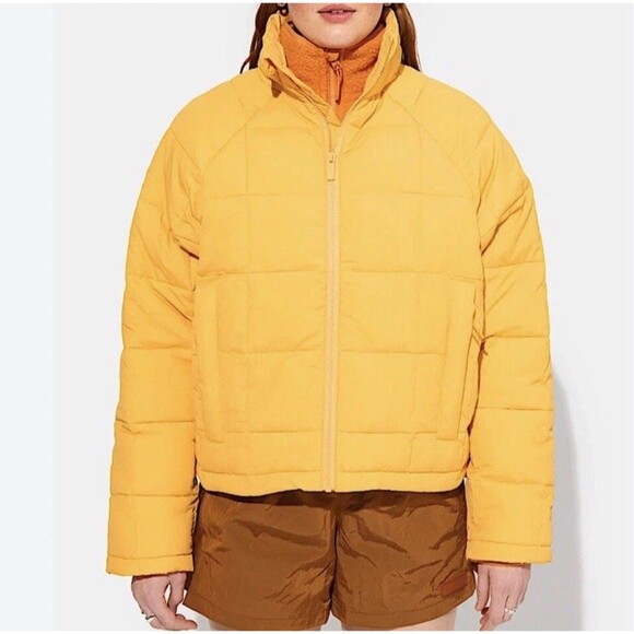 Jackets & Blazers - Halfdays Small Nellie Packable Puffer jacket in creamsicle Golden Orange Flawed